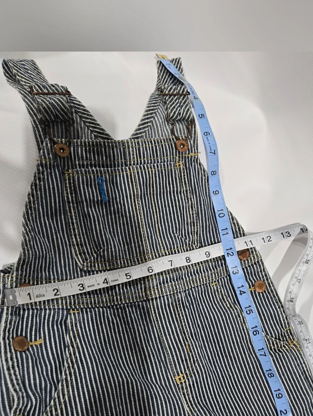Oshkosh B'gosh Blue Striped 4t Boys Overalls 100% Cotton Copper Buttons